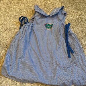 Blue Gingham Dress with Logo